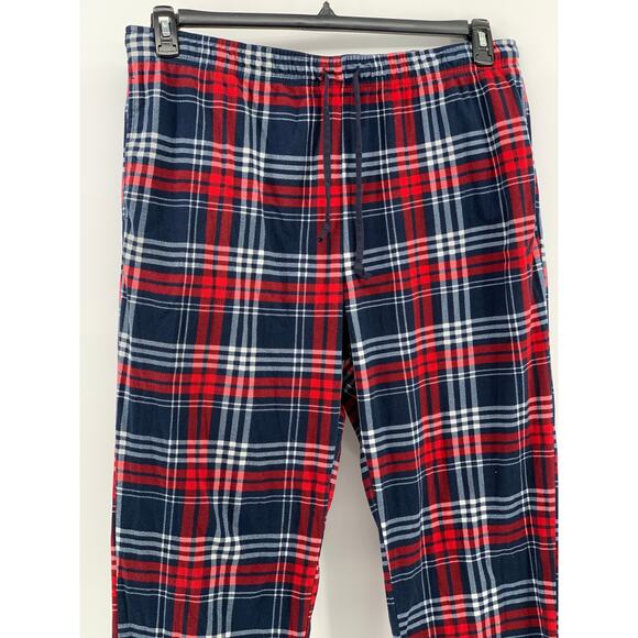 NAUTICA Men's Navy-Red Plaid Flannel Pull-On Classic-Fit Pajama Pants SZ L - Picture 5 of 9